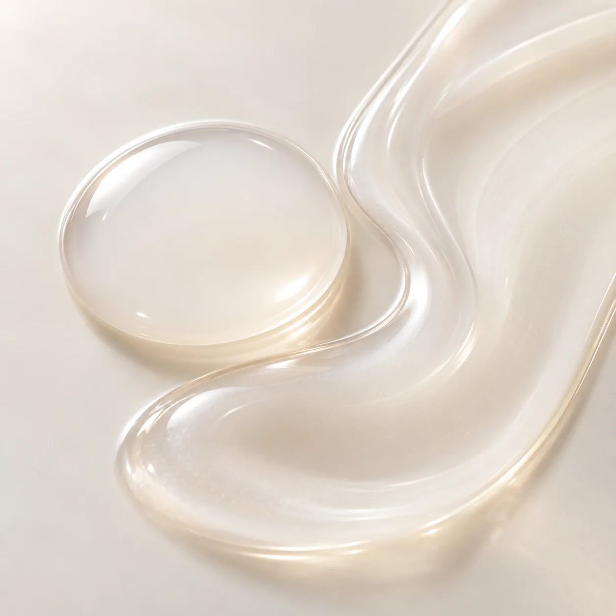 ガラスの上に落ちた、乳白色のとろみのある化粧水